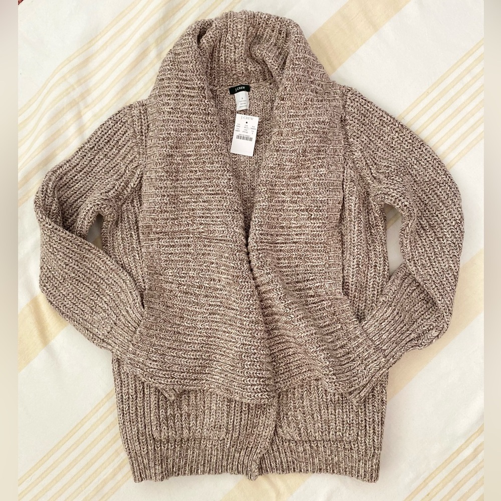 J. Crew NWT Magnificent Mabel! Chunky Knit 💯% Cotton Shawl Collar Cardigan SZ S